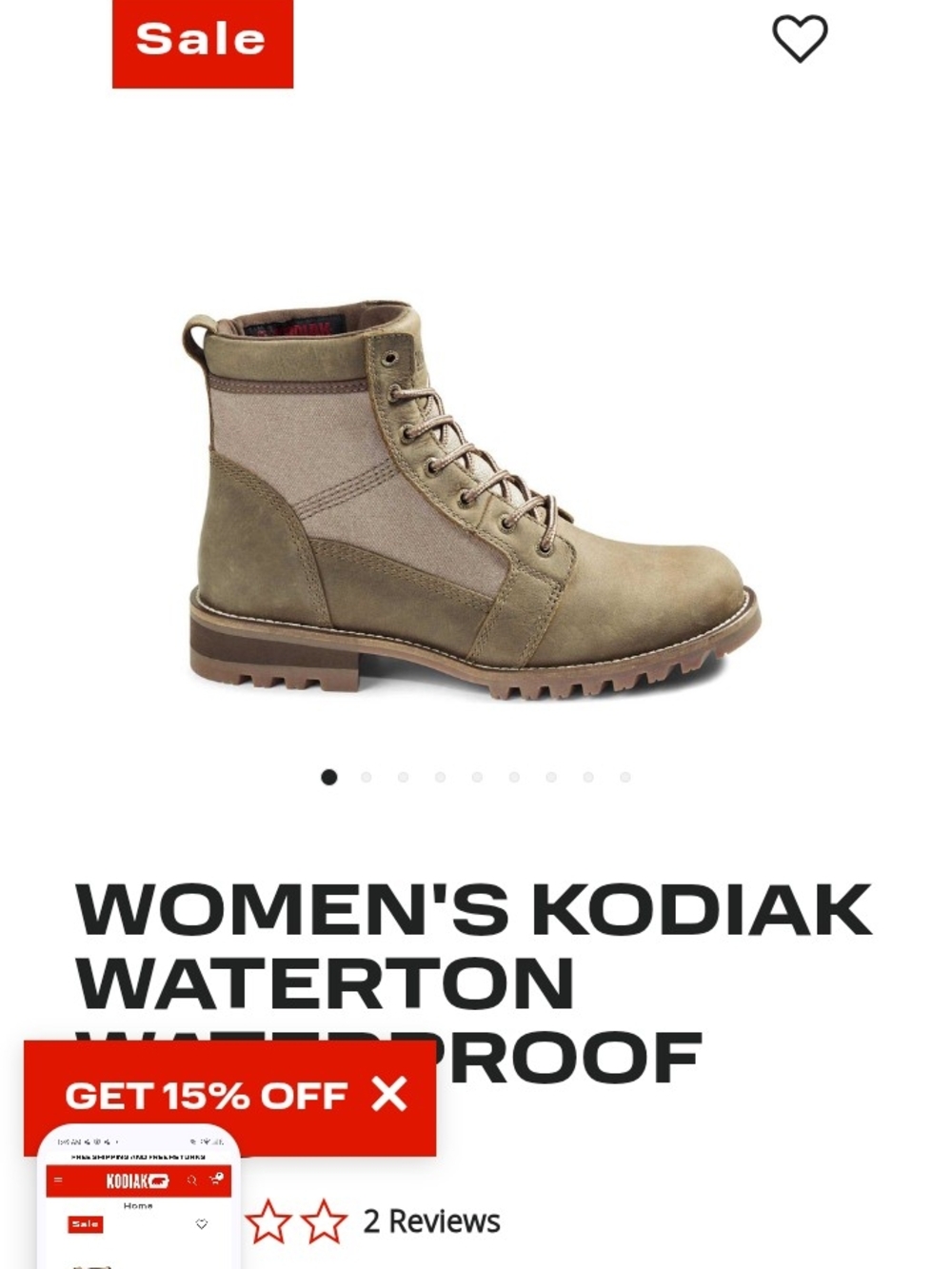Kodiak Women's Waterton Waterproof Lace-Up Boot in Olive